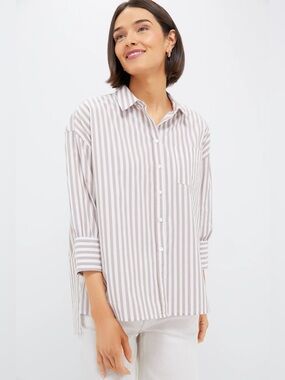 Tuckernuck Beige and White Striped Button-Down Shirt